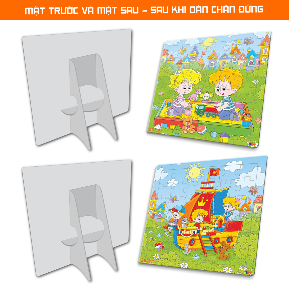 Set 02 Bộ Tranh Xếp Hình 36 Mảnh Để Bàn 23x23cm C002