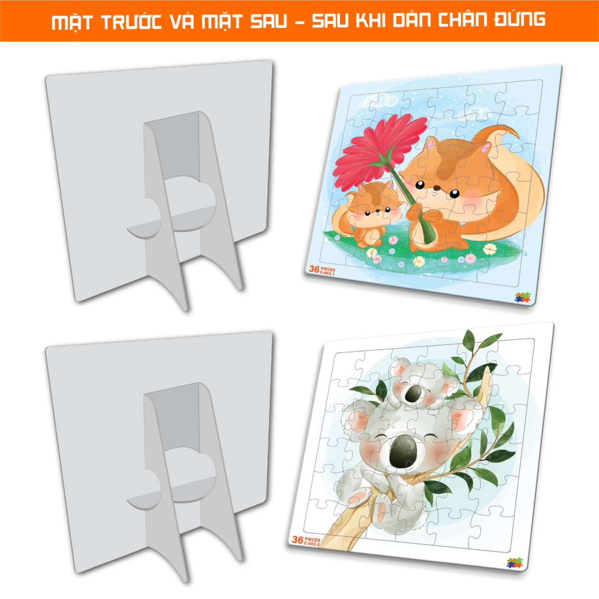 Set 02 Bộ Tranh Xếp Hình 36 Mảnh Để Bàn 23x23cm C003