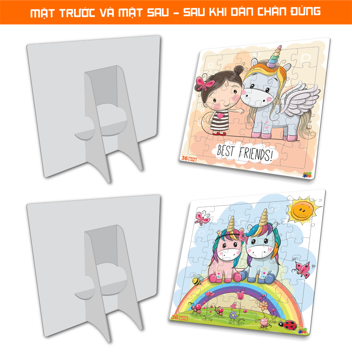 Set 02 Bộ Tranh Xếp Hình 36 Mảnh Để Bàn 23x23cm C006